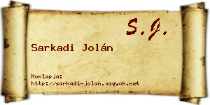 Sarkadi Jolán névjegykártya